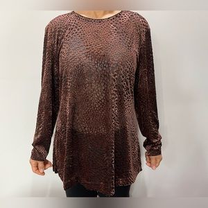 Brown animal print velvet top